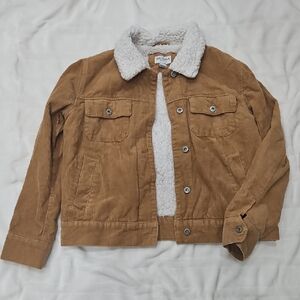 Tan Corduroy Jacket with Sherpa Lining And Collar - Sz S